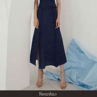 [Kwankao] BELITA SKIRT กระโปรงผู้หญิง สีกรม ผ่าหน้า