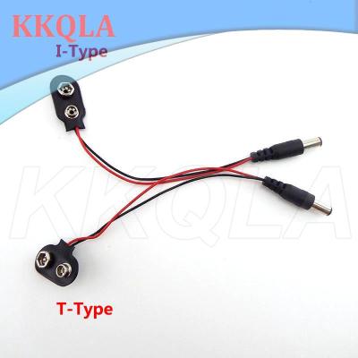 QKKQLA 5/10Pcs DC 9V Battery Clips Connector Buckle Connect wires Black Red Cable Connection dc male 5.5x2.1mm