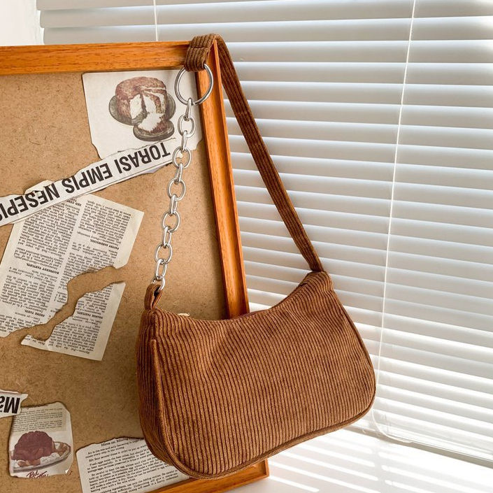 Mumu 3027 Ladies Vintage Corduroy Baguette Bag Chain Shoulder Bags For ...