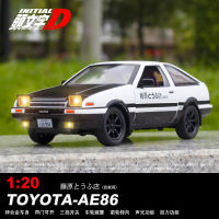 โมเดลรถโตโยต้า AE86รถโลหะผสม1:20โมเดลรถเหล็กโมเดลรถของเล่นที่หล่อจากเหล็กแสงเสียงของขวัญสำหรับเด็ก A152