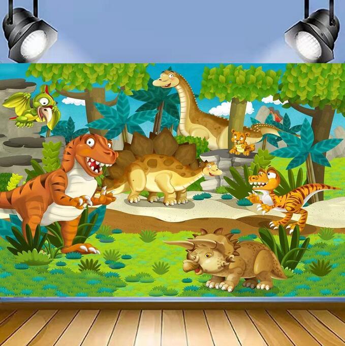 Cartoon Dinosaur Photography Backdrop for Boy Jurassic Park Jungle ...