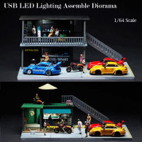 ประกอบ LED Diorama 1:64รุ่นที่จอดรถสถานีโรงรถแสดงคอลเลกชัน-รถไฟใต้ดินและ RWB รุ่นดาดฟ้าคู่