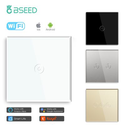 ▣ Bseed Wifi Smart Switch 1/2/3Gang 2Way Light Touch Switch Crystal Glass Panel Work With Tuya Google Alexa Smart Life