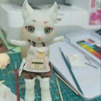 ตุ๊กตาหมาป่าเรซินน่ารักความสูง14ซม. ไม่มีตาสุ่มแต่งหน้า1/12 Bjd ตุ๊กตาหลายข้อต่อเลื่อนได้ของเล่นเด็กผู้หญิง