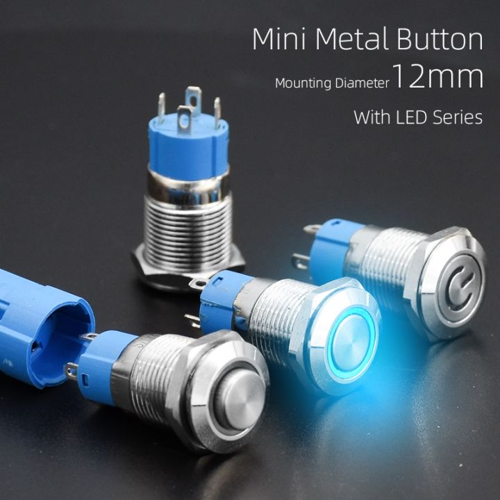 12mm-waterproof-metal-push-button-switch-led-light-reset-self-locking-3v-5v-6v-12v-24v-36v-110v-220v-color-with-base