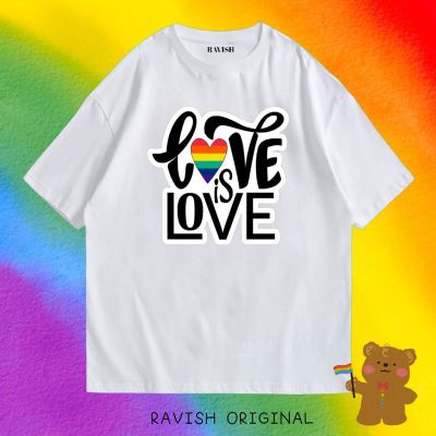 การออกแบบเดิมเสื้อยืดผ้าคอตตอน pride month “love is love” S-5XL