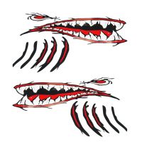 ✾ Pack 2 Shark Teeth Mouth Stickers Decals for Fishing Boat Surfboard Car Truck Aircraft Waterproof self adhesive