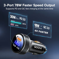 QOOVI 78W 3-Ports Car Charger PD USB Type C QC3.0ชาร์จศัพท์ Fast Charging สำหรับ 14 Xiaomi Samsung แล็ปท็อปแท็บเล็ต