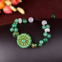 Hot Selling Ethnic Style Simple Colored Glaze Flower Bracelet Charm Jewellery Carved Pendant for Women Men Fashion Accessories