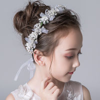 Bride Flower Crown Hair Band Wedding Floral Kids Headband Garland Girl Pearl Wreath Hair Accessories Party Wedding Headpiece