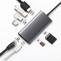 USB C USB3.1 TYPE C HUB 8 ใน 1 USB HUB All in One USB C to HDMI Card Reader LAN PD Charging Adapter 4K รุ่น 50538 for Huawei Mate 10/ P20/ P30, Microsoft Surface, Apple MacBook, Macbook Pro, Samsung Galaxy S8/+ / Note8/ S9/+ / Note9/ S25/+