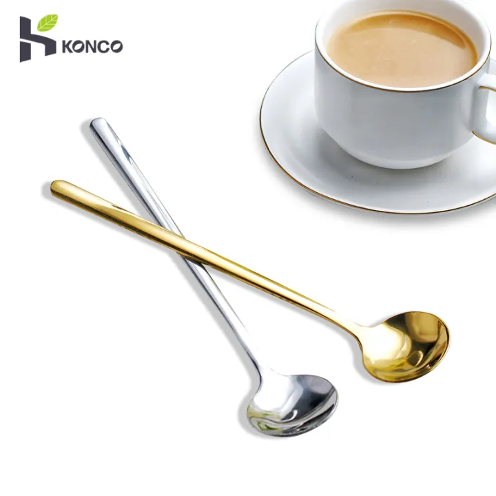 Konco Tongkat Pengaduk Kopi 17cm Pegangan Panjang 304 Stainless Steel Sendok Kopi Makanan 3634