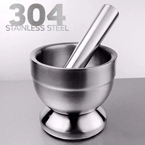 MEDca Pill Crusher 304 Food Grade Stainless Steel Mortar Pestle Medicine  Grinder Set 