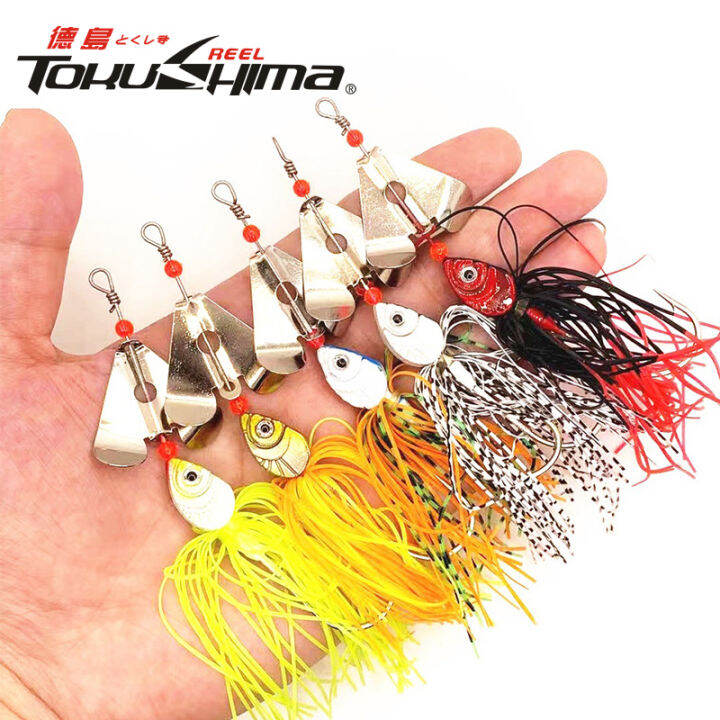 13g/14cm Spinner Bait Jig Head Fishing Lures 3D Eyes Rubber Skirt Bass
