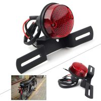 12V Round Red LED Motorcycle Universal Brake Rear License Plate Tail Light for Bobber Chopper Cafe Racer ATVS