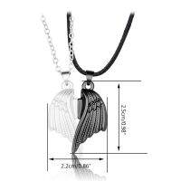 B36D 2 Pieces Angel Demon Wing Link Chain Necklace Magnets Heart Shape Necklace Couple Magnetic Lightweight Pendant for Lover