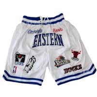 ✔ Basketball Pants All Stars All Stars Eastern White Full Dense Embroidered Pocket Ball Pants Dropshipping Ebay