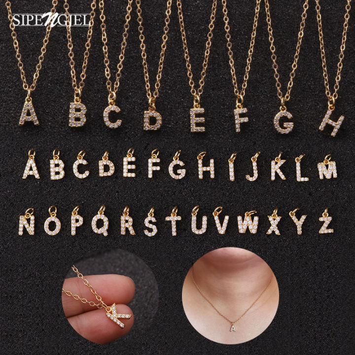SIPENGJEL Fashion Korean Style Intial Letter Necklace Mini A-Z Alphabet Pendants Necklace For Women Choker Name Jewelry