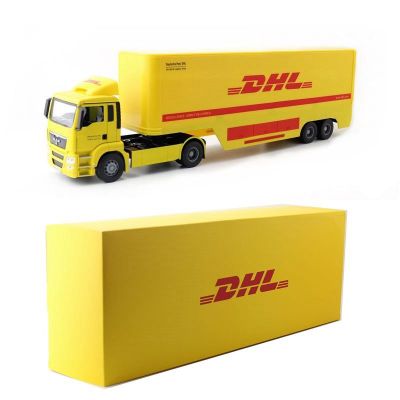 Automataxx ตราชั่ง1:26 TGX DHL รถของเล่นขนส่งโมเดลยานพาหนะดายแคสของขวัญคอลเลกชันการศึกษาวิศวกรรมรถบรรทุกเด็ก