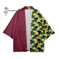 6XL 5XL 4XL Plus Size Anime Japanese Fashion Tanjiro Samurai Kimono of Men Women Cardigan Blouse Haori Obi Asian Cosplay Costume