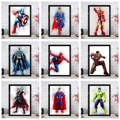 ▪ Spiderman Batman Superman Marvel Avengers Superhero ภาพวาดผ้าใบภาพยนตร์ Retro โปสเตอร์ Art Wall สติ๊กเกอร์ตกแต่งบ้าน Kids Room