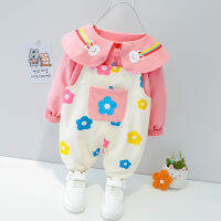 Baby Toddler Girl Overall Clothes Set New Fashion Cartoon Cute Flower Print Spring Infant Outfit 1 2 3 4 Years