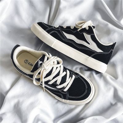 🏅 Canvas mens summer breathable trendy all-match low top casual sneakers student cloth shoes thick bottom non-slip black trendy shoes