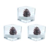 3 Pcs European Aromatherapy Candles Square Pine Cone Candlestick Retro Romantic Candleholder for Christmas Xmas Holidays