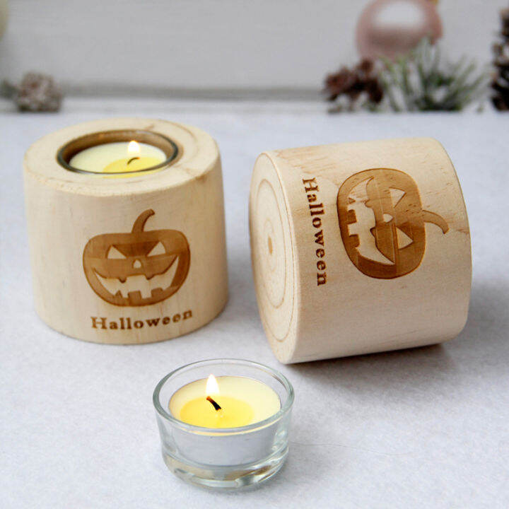 hot-new-tealight-candleholder-wooden-candlesticks-for-halloween-decorative