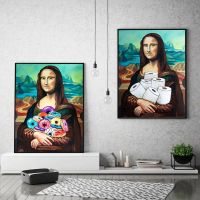 Toilet Paper and Doughnuts Mona Lisa Canvas Painting Funny Nordic Womens Posters and Prints Wall Pictures Europe Home Decoration