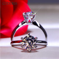 Coderia 2CT 3CT 5CT Excellent Cut Diamond Test Passed D Color Good Clarity Moissanite Six Claws Ring Silver 925 Jewelry Gift