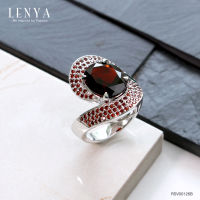 Lenya Jewelry แหวนเงินแท้ 925 ประดับพลอยโกเมน (Garnet) เสริมบุคลิกความมั่นใจ เสริมให้ร่ำรวย อัญมณีประจำเดือนมกราคม