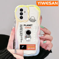 YIWESAN เคสปลอกสำหรับ Samsung กาแลคซี A13 A13 5G A14 A04s การ์ตูนนักบินอวกาศดีไซน์ใหม่เนื้อครีมขอบคลื่นเคสโทรศัพท์โปร่งใสปลอกซิลิโคนกันกระแทกป้องกันเลนส์กล้องเคสนิ่มใส