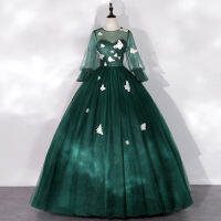 ชุด Green Dress Womens Bel Canto Solo tiskirt Long 2023 New Piano Stage Host Formal Dress H729 ชุด แต่งงาน