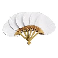 10Pcs Lot Pure White Paper Bamboo Handle Blank Calligraphy DIY Art Painting White Paper Fan Group Fan