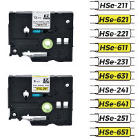 เทปท่อหดความร้อน6/9/12/18/24มม. ใช้ได้กับ HSe-211 Hse211พี่ชาย Hse-221 Hse221 Hse231 Hse-231 Hse-241 Hse251 HSe-611 HSe-621 HSe-631 HSe651 HSe641สำหรับ Brother P-Touch เครื่องพิมพ์ติดฉลาก