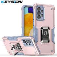 KEYSION เคสเกราะกันกระแทกสำหรับ Samsung A53 A73 A33 5G A23ซิลิโคน + PC แหวนโลหะขาตั้งโทรศัพท์ฝาหลังสำหรับ Galaxy A52S 5G A32 4G