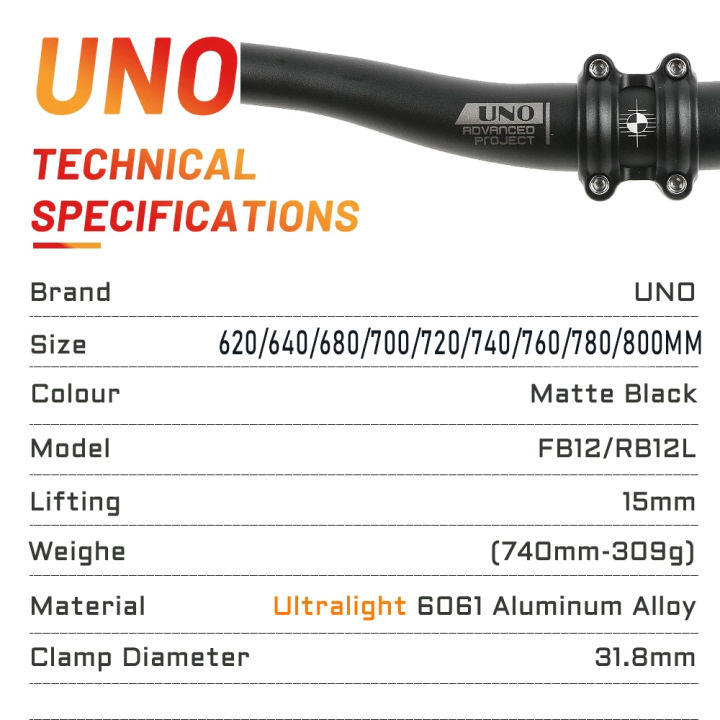 uno-มือจับจักรยานเสือภูเขาอลูมิเนียมอัลลอยด์600-620-640-680-720-740-760-780-800mm-แฮนด์สำหรับอุปกรณ์เสริมก้านจักรยาน6061-mm