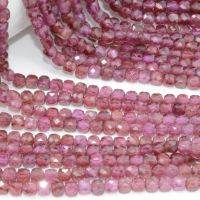 Natural Light Rhodolite + Almandine Garnet Faceted Irregular Cube Bead 4mm