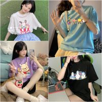 พร้อมส่ง SDOTB041 ใหม่ เสื้อยืดน่ารักแฟชั่นฤดูร้อน เสื้อผ้าลำลองผู้หญิง สกรีนลายการ์ตูนแขนสั้น มีให้เลือก10สีสวยๆ free size