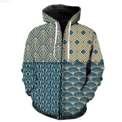 Abstract Pattern Mens Zipper Hoodie Long Sleeve Spring Cool Harajuku 3D Printed Hip Hop With Hood Jackets Streetwear Fashion Size:XS-5XL