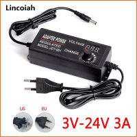 3V-24V 3A DC Adjustable Power Supply With Display Screen Adapter AC to DC 220V 110V TO 3V 24V 9W 72W EU US Plug 5.5-2.5mm/2.1mm