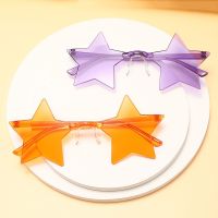 【CC】♛❃๑  Star Glasses Ultra Colors One-Piece Eyewear Decoration Rimless Sunglasses UV400