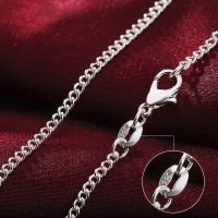 【DT】hot！ New 925 Sterling 16/18/20/22/24/26/28/30 Inch 2mm Side Chain Necklace Woman Man Fashion Jewelry