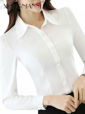 XIANG NIAN NI เสื้อผู้หญิงแขนยาวสไตล์เกาหลีแบบใหม่กระชับสัดส่วนอารมณ์สไตล์ต่างประเทศฐานเสื้อเชิ้ตสตรีมืออาชีพ