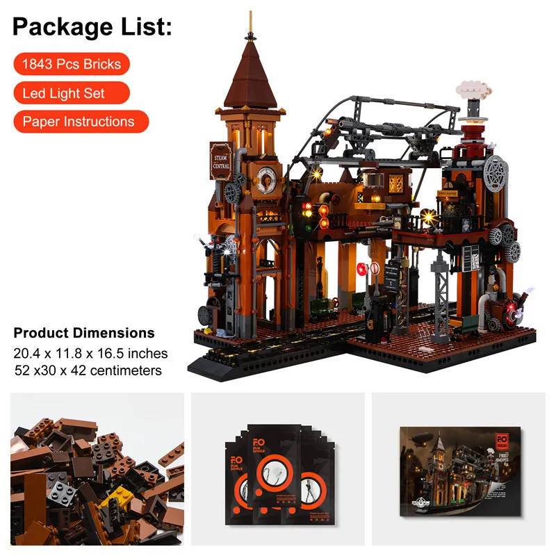 FUNWHOLE® Hunting Cabin Building Blocks with Lights 2036 pcs in