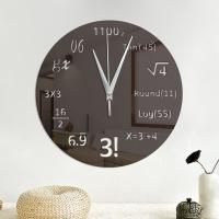 ZZOOI Mathematical Equation Pattern Acrylic Mirror Wall Stickers Large Wall Clock Mute Living Room Bedroom Decoration Round Wall Clock