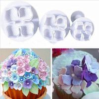 3Pcs/Set Silicone Cookie Cutter Hydrangea Fondant Cake Decorating Sugar Craft Plunger Pastry Flower Blossom Mold Home Cake Tools Bread  Cake Cookie Ac