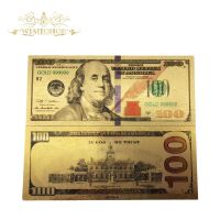ยอดขายดอลลาร์ในธนบัตรสำหรับเงินทอง24K เงินร้อนเงิน100กระดาษสหรัฐอเมริกาทรัมป์ชุบของขวัญอุปกรณ์ตกแต่ง