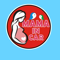 PND55 mama in car สติ๊กเกอร์ มีคนท้องในรถ Pregnant in car คนท้องขับรถ สติ๊กเกอร์ติดรถ สติกเกอร์ การ์ตูน ติดรถ กันน้ำ ไวนิล